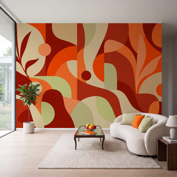 Fotobehang Kleurrijk kunstwerk met gebogen vormen (Artikelnummer: t01036v7) Fotobehang Kleurrijk kunstwerk met gebogen vormen (Artikelnummer: t01036v7)