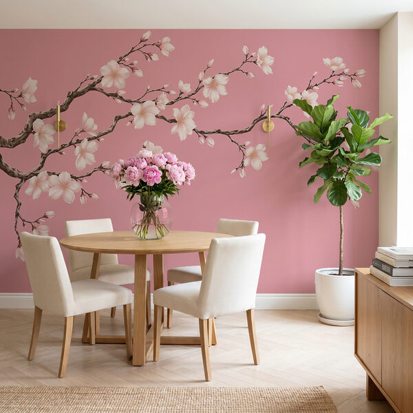 Fotobehang Tak met witte bloemen (Artikelnummer: t01044)