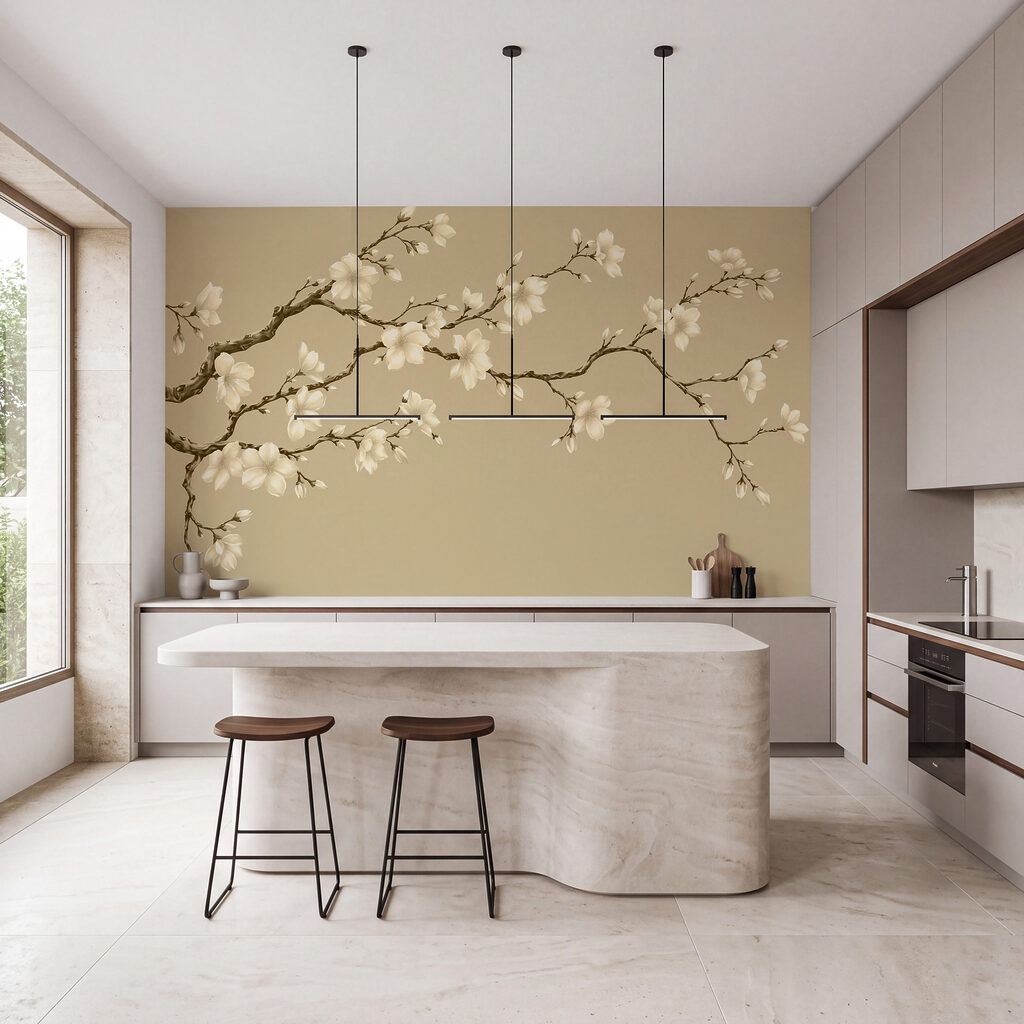 Fotobehang Tak met witte bloemen (Artikelnummer: t01044v3) Fotobehang Tak met witte bloemen (Artikelnummer: t01044v3)
