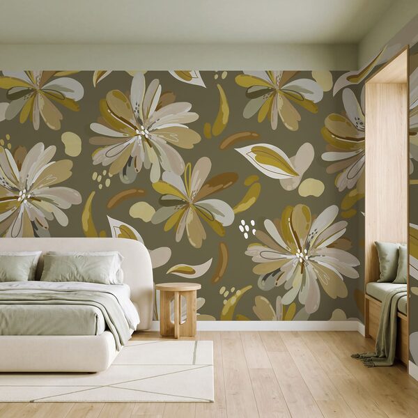 Fotobehang Patroon van bloemen en bladeren (Artikelnummer: t01059v1) Fotobehang Patroon van bloemen en bladeren (Artikelnummer: t01059v1)