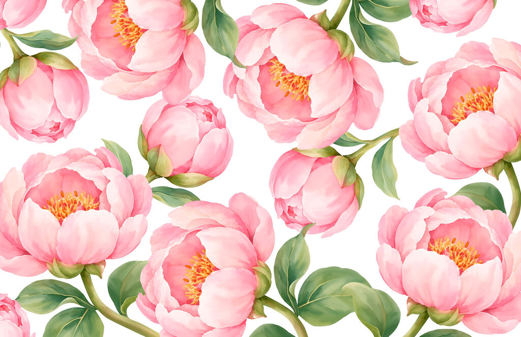 Fotobehang Patroon met roze bloemen (Artikelnummer: t01096)