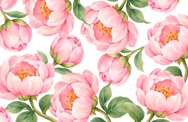 Fotobehang Patroon met roze bloemen (Artikelnummer: t01096)
