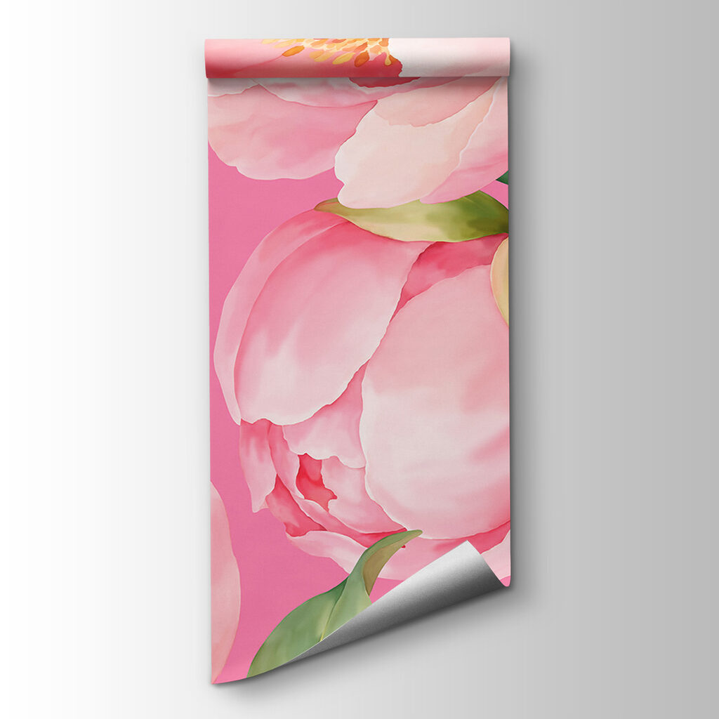 Fotobehang Roze bloemen op een roze achtergrond (Artikelnummer: t01096v4)