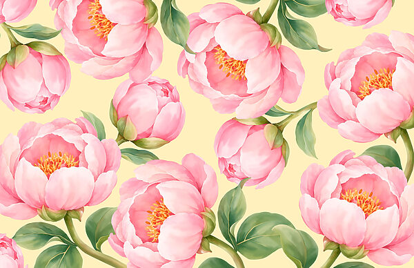 Fotobehang Patroon met roze bloemen (Artikelnummer: t01096v5)