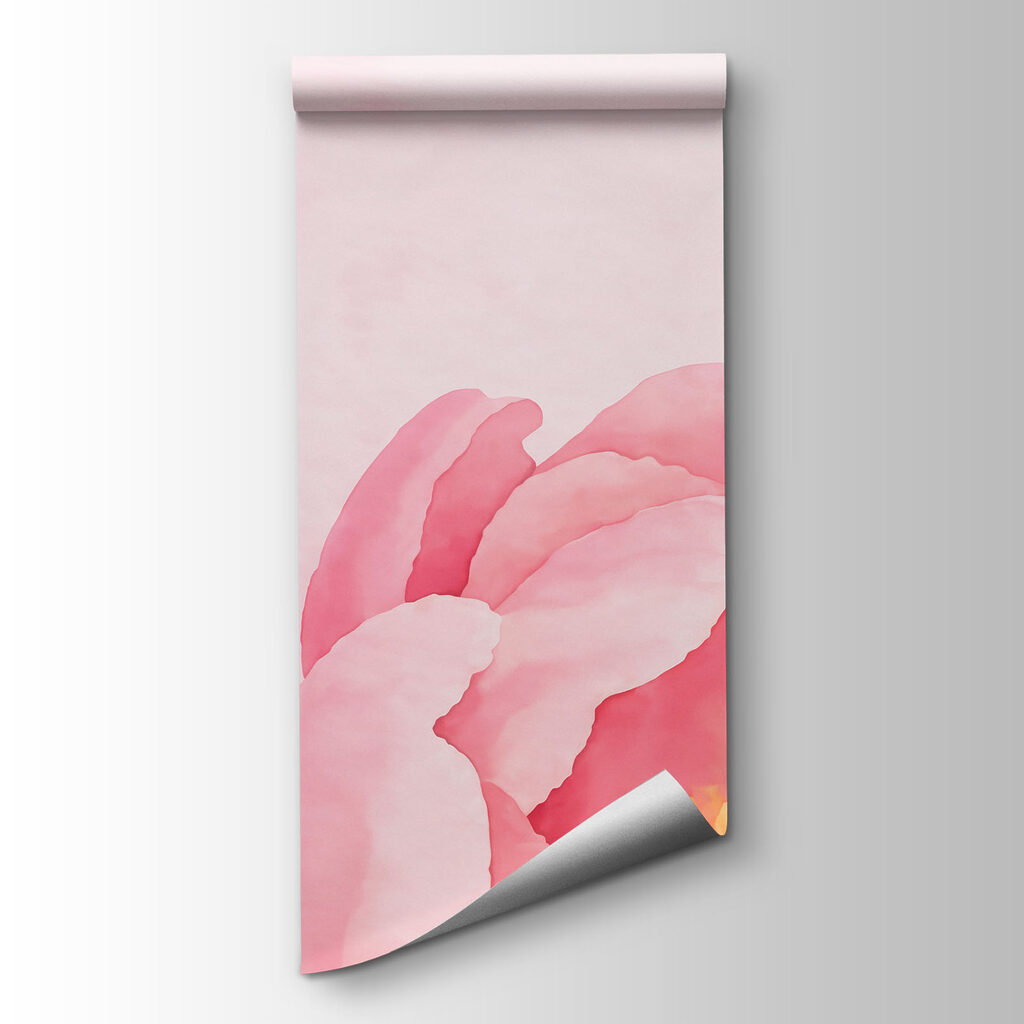 Fotobehang Roze bloemen met een vlinder (Artikelnummer: t01101)
