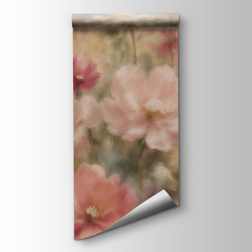 Fotobehang Schilderij van bloemen in een veld (Artikelnummer: t01110)