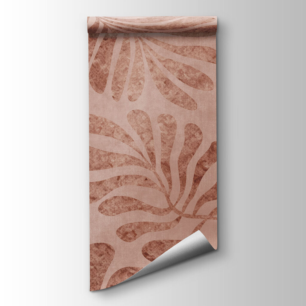Fotobehang Patroon van bladeren op een roze achtergrond (Artikelnummer: t01111v3)