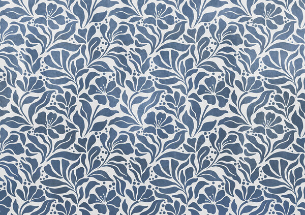 Fotobehang Blauw-wit bloemenpatroon (Artikelnummer: t01114v1)