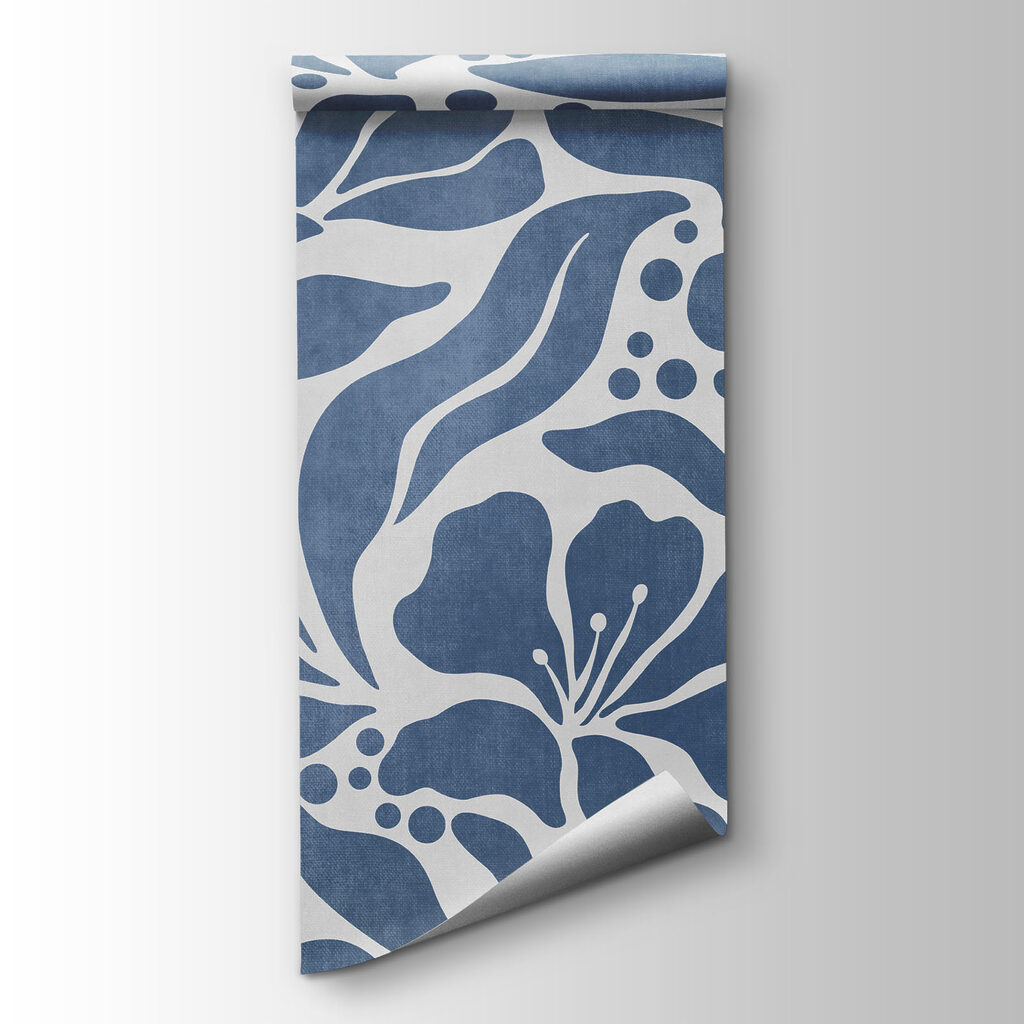 Fotobehang Blauw-wit bloemenpatroon (Artikelnummer: t01114v1)
