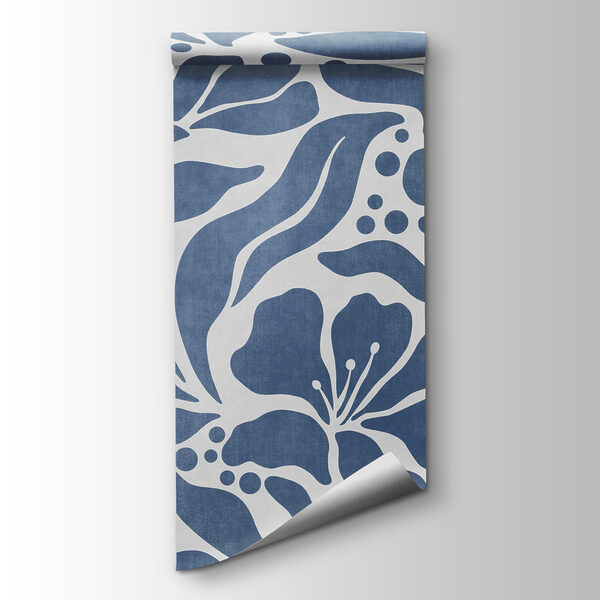Fotobehang Blauw-wit bloemenpatroon (Artikelnummer: t01114v1)