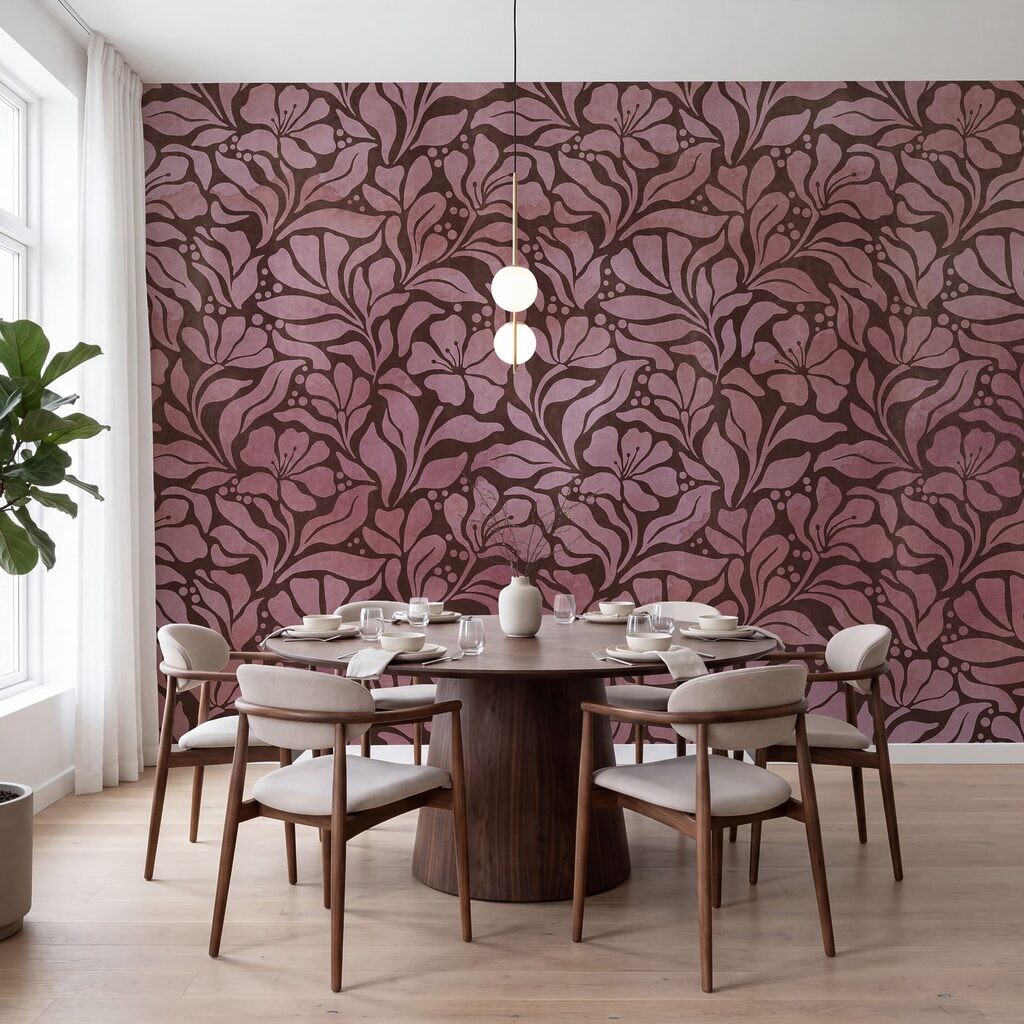Fotobehang Patroon met roze bloemen (Artikelnummer: t01114v2) Fotobehang Patroon met roze bloemen (Artikelnummer: t01114v2)