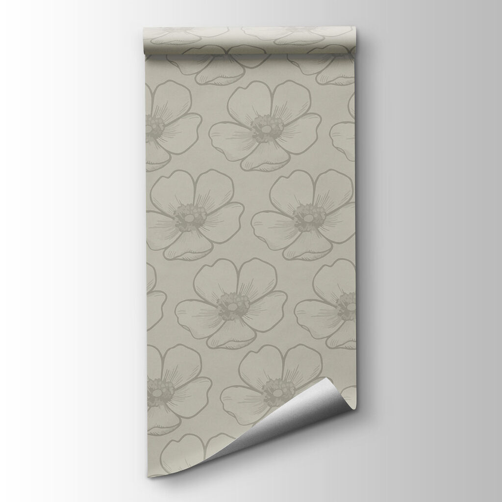 Fotobehang Bloemenpatroon op een witte achtergrond (Artikelnummer: t01072v1)