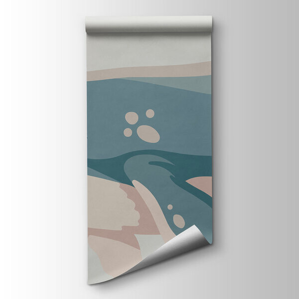 Fotobehang Een walvis en een schildpad die in de oceaan zwemmen (Artikelnummer: t01074)