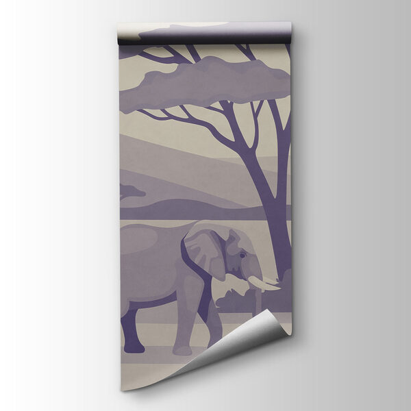 Fotobehang Een groep olifanten en giraffen in een veld (Artikelnummer: t01076v2) Fotobehang Een groep olifanten en giraffen in een veld (Artikelnummer: t01076v2)
