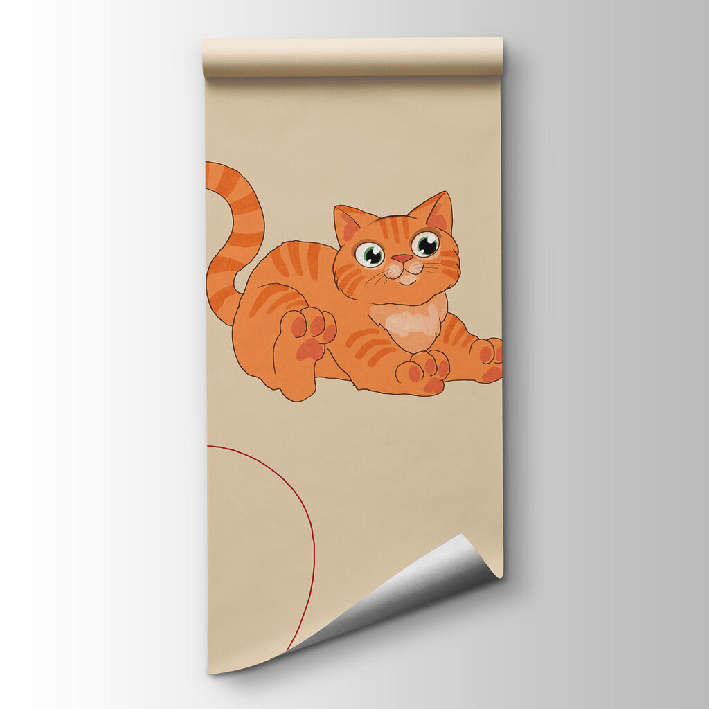 Fotobehang Motief met katten en een bal (Artikelnummer: t01105) Fotobehang Motief met katten en een bal (Artikelnummer: t01105)