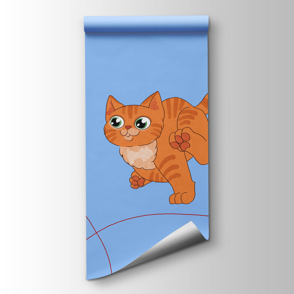 Fotobehang Motief met katten en een bal (Artikelnummer: t01105v1)