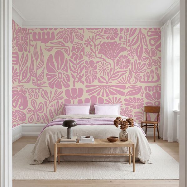 Fotobehang Roze en wit bloemenpatroon (Artikelnummer: t01106v1) Fotobehang Roze en wit bloemenpatroon (Artikelnummer: t01106v1)