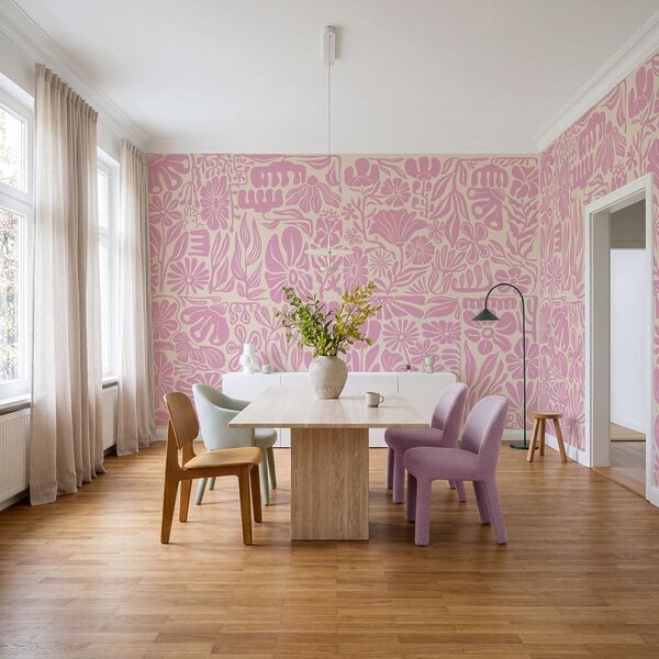 Fotobehang Roze en wit bloemenpatroon (Artikelnummer: t01106v1) Fotobehang Roze en wit bloemenpatroon (Artikelnummer: t01106v1)
