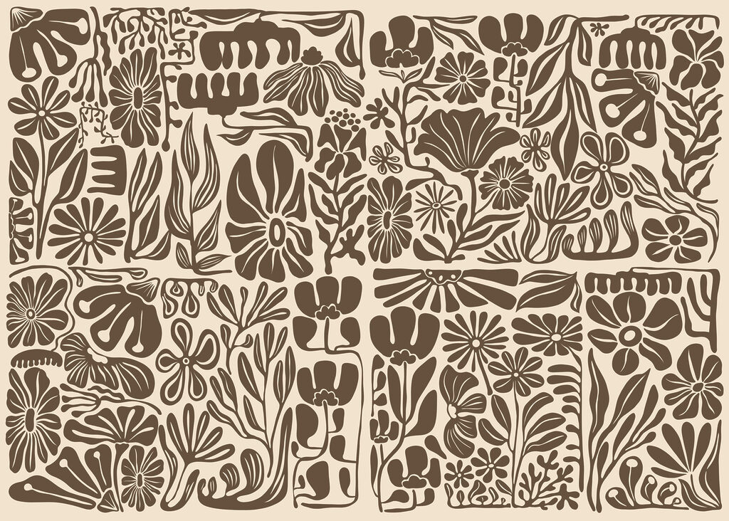 Fotobehang Motief met bloemen en planten (Artikelnummer: t01106v2) Fotobehang Motief met bloemen en planten (Artikelnummer: t01106v2)