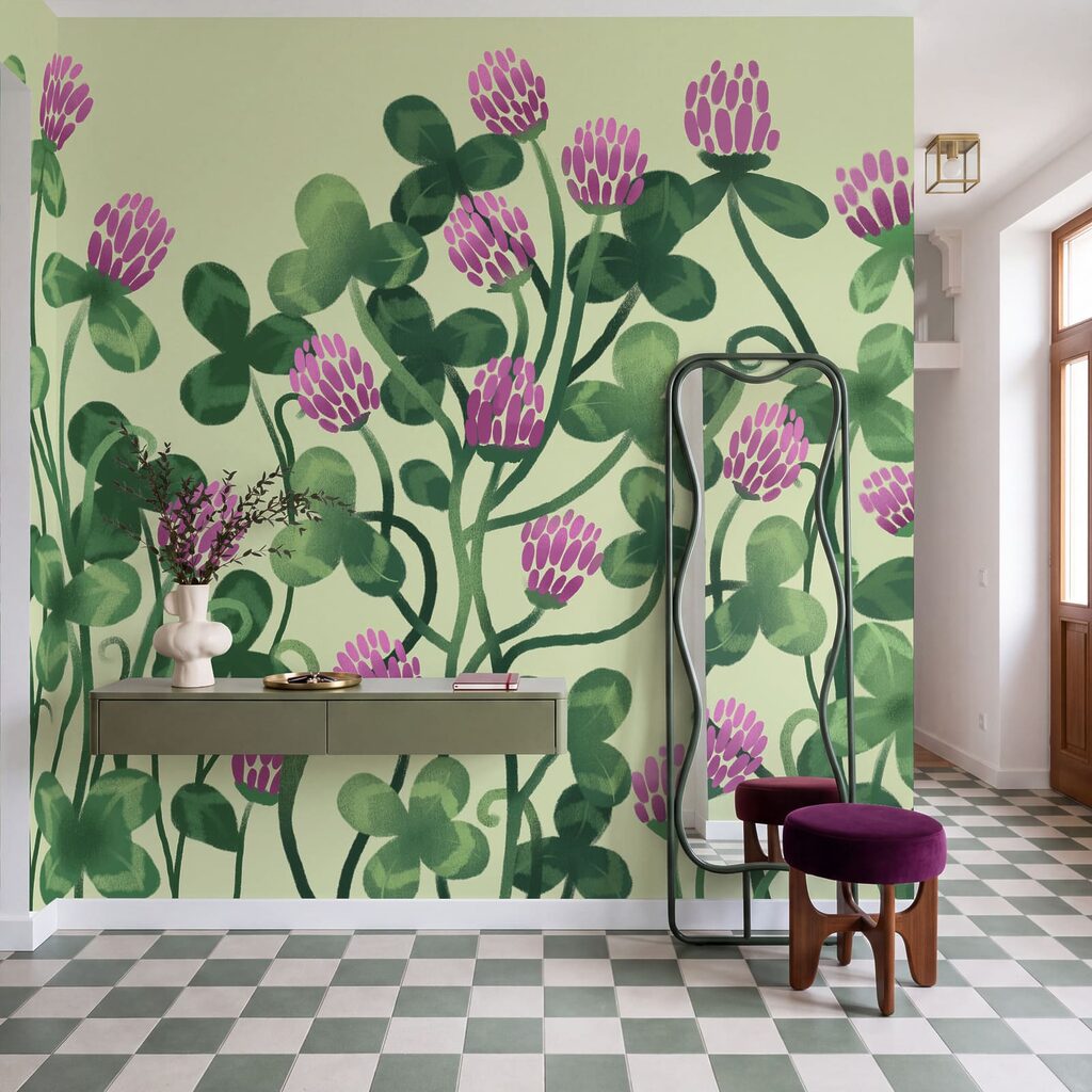 Fotobehang - Kleurrijke bloemen te midden van weelderig groen (Artikelnummer: t01121) Fotobehang - Kleurrijke bloemen te midden van weelderig groen (Artikelnummer: t01121)