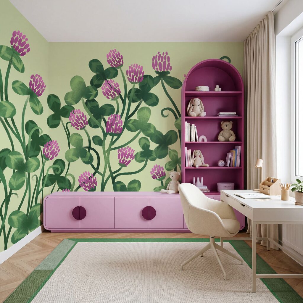 Fotobehang - Kleurrijke bloemen te midden van weelderig groen (Artikelnummer: t01121) Fotobehang - Kleurrijke bloemen te midden van weelderig groen (Artikelnummer: t01121)