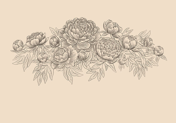 Fotobehang Tekening van bloemen en bladeren (Artikelnummer: t01123) Fotobehang Tekening van bloemen en bladeren (Artikelnummer: t01123)
