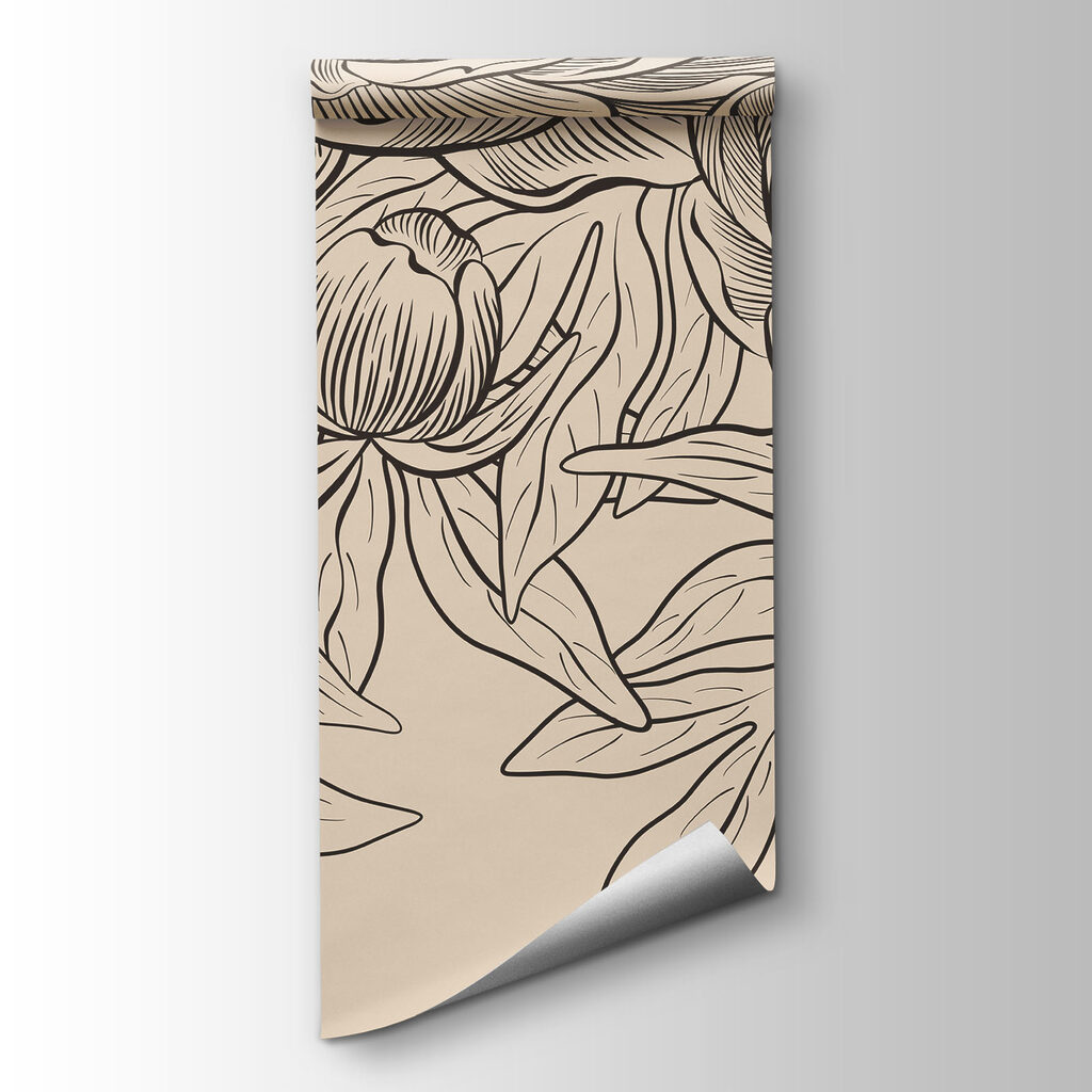 Fotobehang Tekening van bloemen en bladeren (Artikelnummer: t01123) Fotobehang Tekening van bloemen en bladeren (Artikelnummer: t01123)