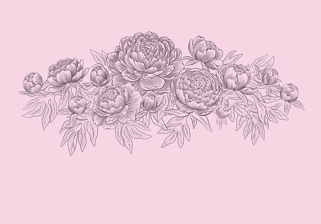Fotobehang Lijntekening van bloemen (Artikelnummer: t01123v1) Fotobehang Lijntekening van bloemen (Artikelnummer: t01123v1)