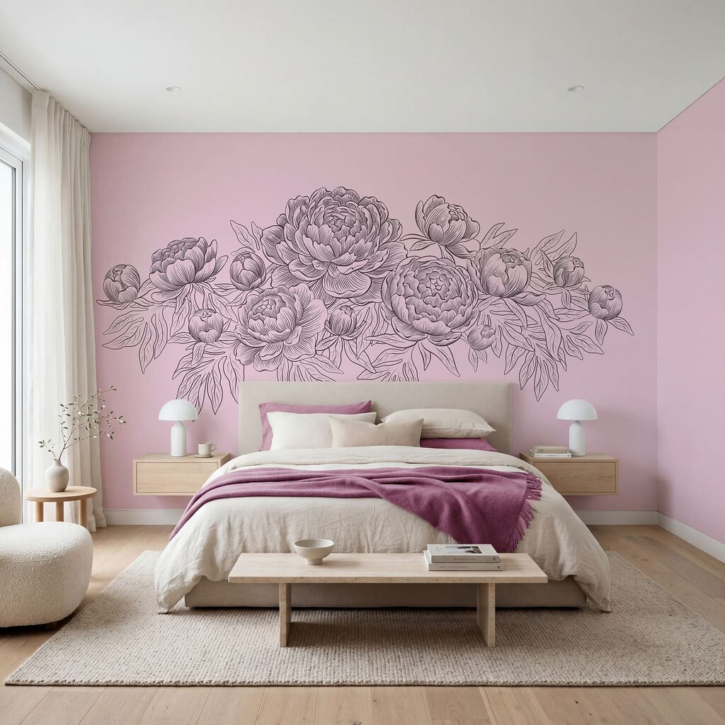 Fotobehang Lijntekening van bloemen (Artikelnummer: t01123v1) Fotobehang Lijntekening van bloemen (Artikelnummer: t01123v1)