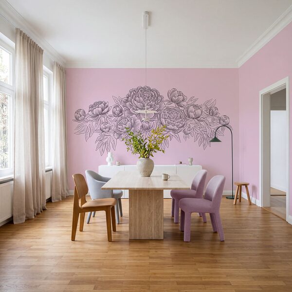 Fotobehang Lijntekening van bloemen (Artikelnummer: t01123v1) Fotobehang Lijntekening van bloemen (Artikelnummer: t01123v1)